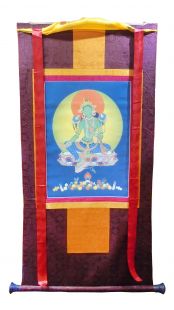 西藏布框印刷〝綠度母〝唐卡