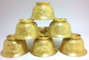 純銅龍鳳供杯5.5cm-(1組7個)-金色