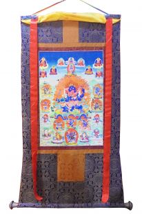 西藏布框印刷〝四臂瑪哈嘎拉〝唐卡