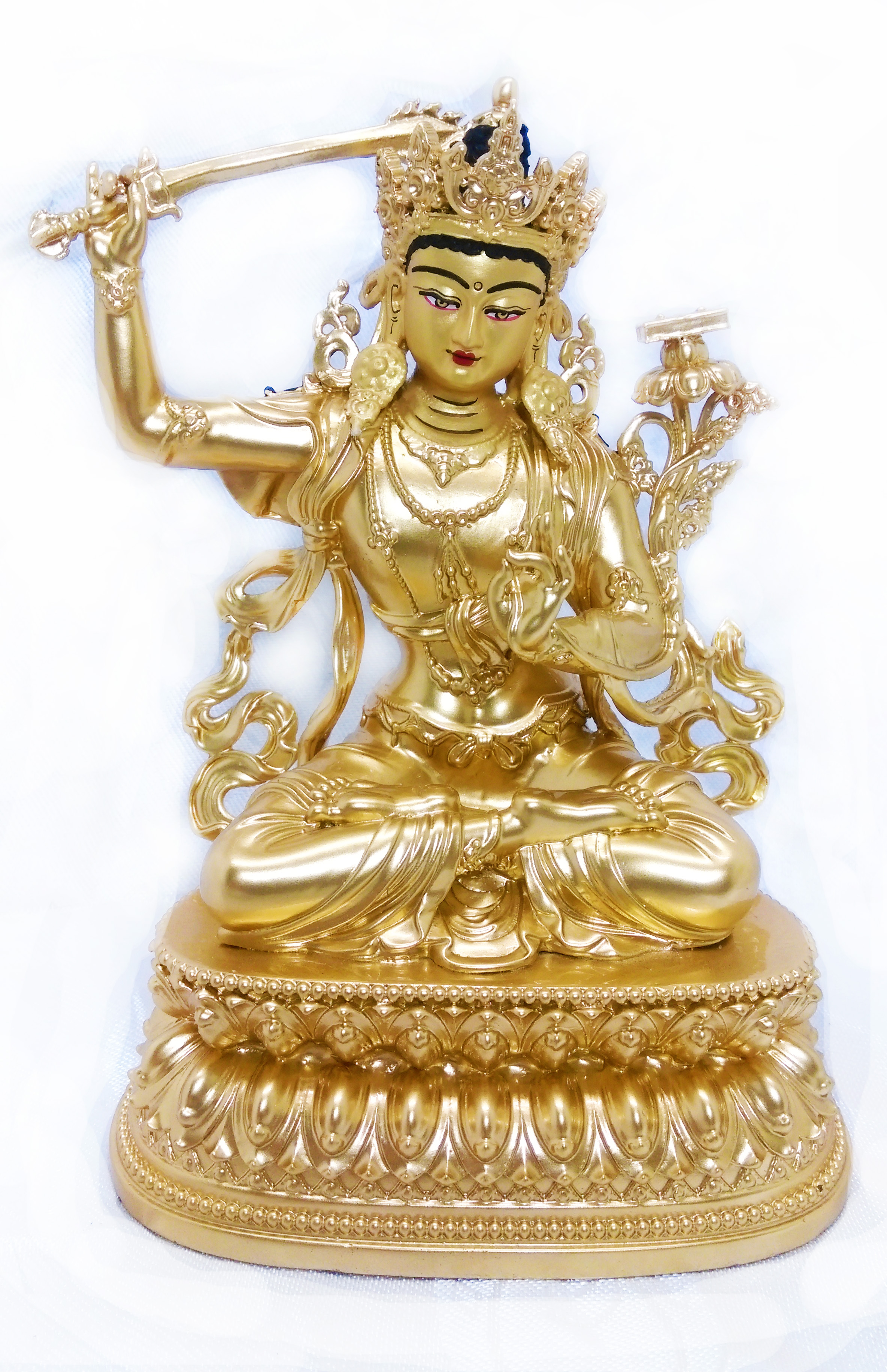 文殊菩薩銅鎏金佛像財寶佛教文物/ 藏傳佛教Dharma Items/ Buddhist